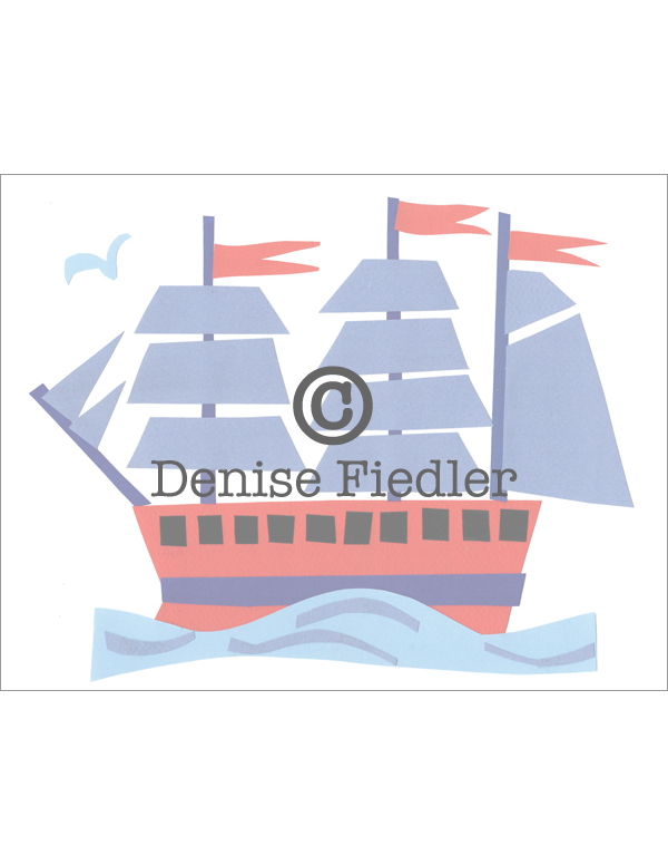 clipper ship with blue sails © Denise Fiedler