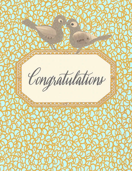 congratulations pattern - folding greeting card, size A2, 4.25 by 5.5 inches, printed on recycled paper. original paper collage artwork designed by denise fiedler for paste