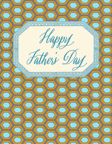happy father's day - folding greeting card, size A2, 4.25 by 5.5 inches, printed on recycled paper. original paper collage artwork designed by denise fiedler for paste