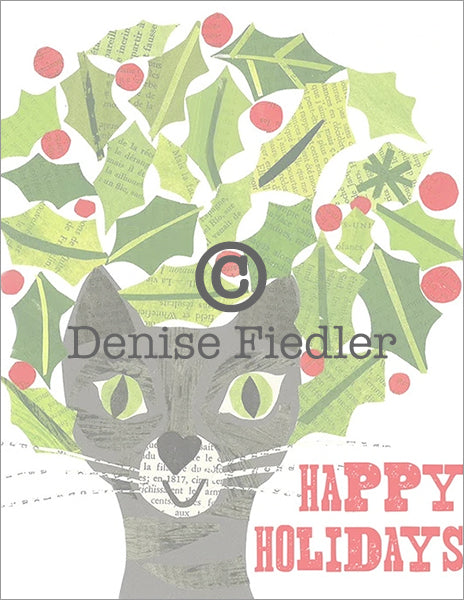 holiday holly cat © Denise Fiedler