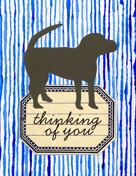 dog sympathy - folding greeting card, size A2, 4.25 by 5.5 inches, printed on recycled paper. original paper collage artwork designed by denise fiedler for paste