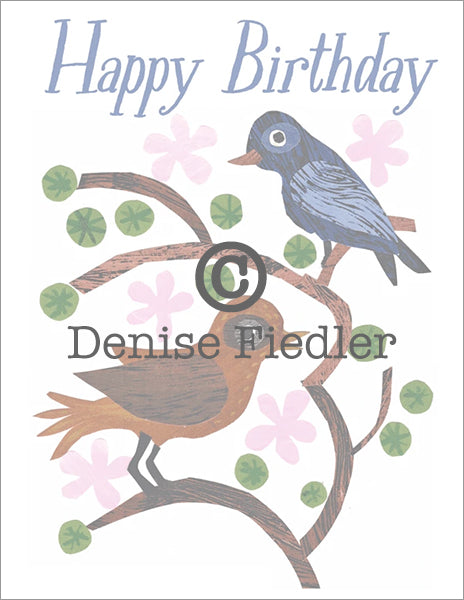 happy birthday birds on a branch © Denise Fiedler