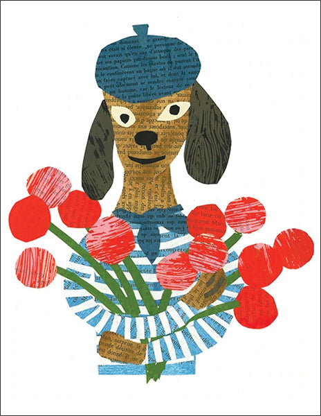nautical dog - folding greeting card, size A2, 4.25 by 5.5 inches, printed on recycled paper. original paper collage artwork designed by denise fiedler for paste